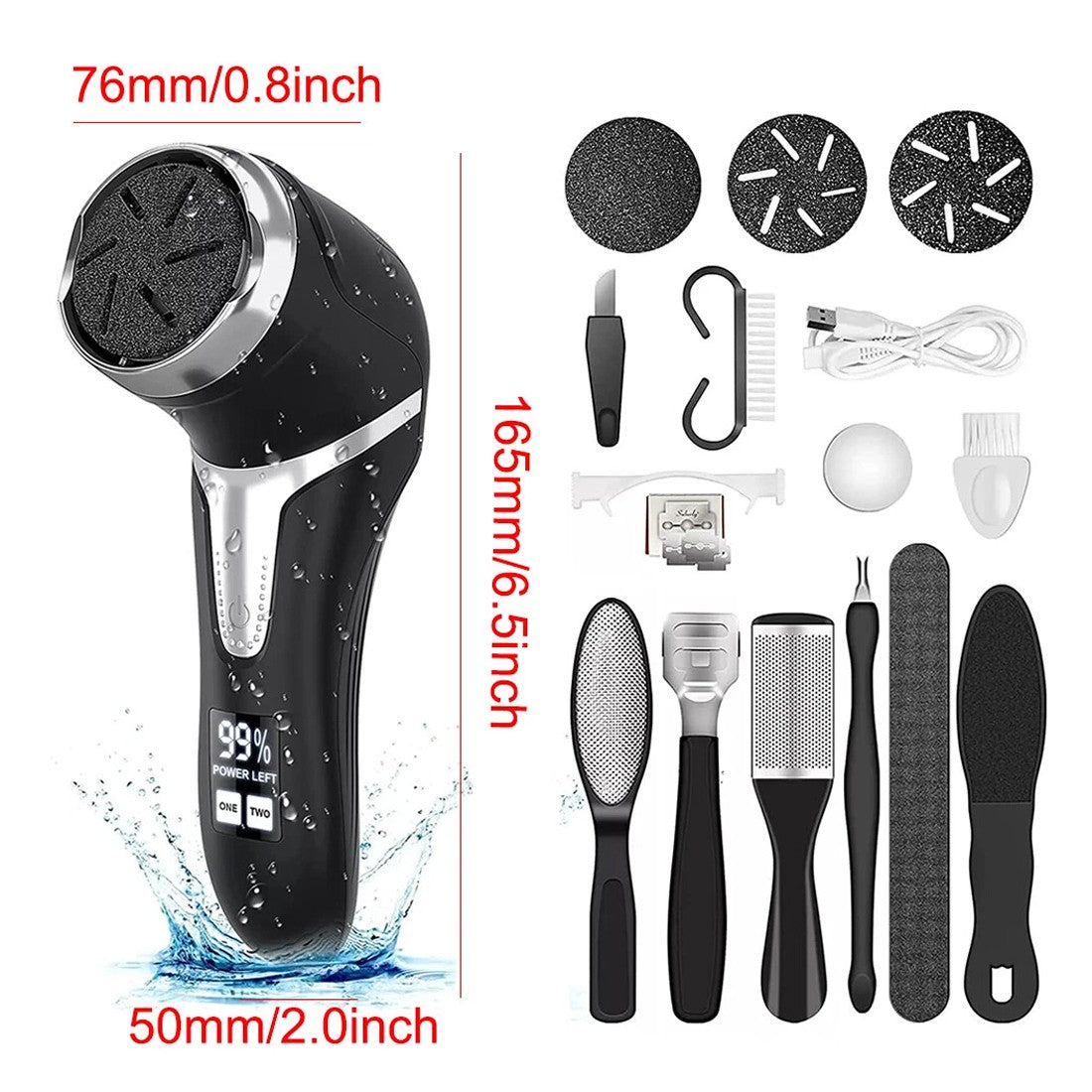 Rechargeable Electric Hard Skin Remover Waterproof Foot File Pedicure Set