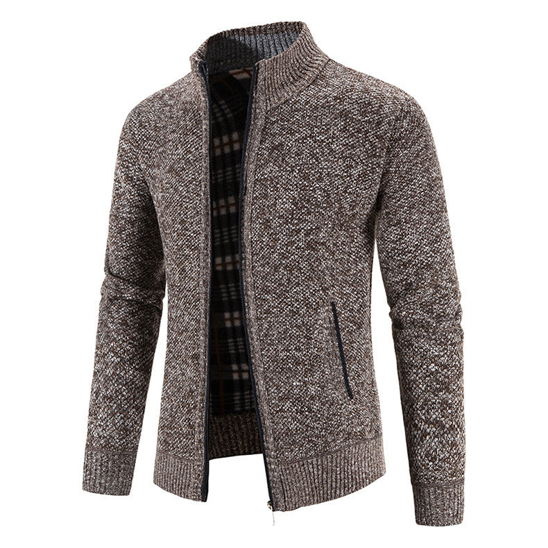 Commerce extérieur Hommes Automne et hiver Cardigan Zipper Sweater Fleece Collar Veste Homme L