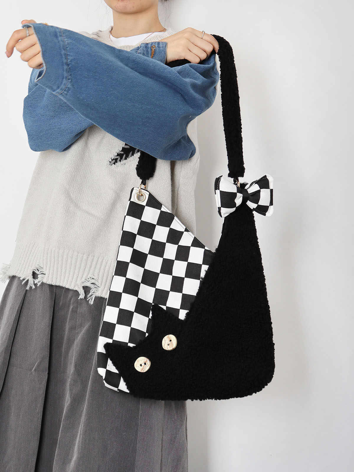 Chauffe-glace mignon Cat Grande capacité Cat-themed épaule Crossbody Sac