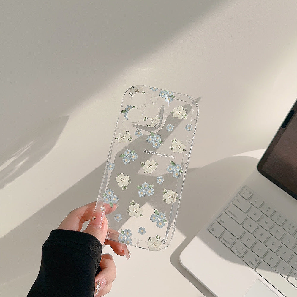 Étui de téléphone floral avec support en cuir mince