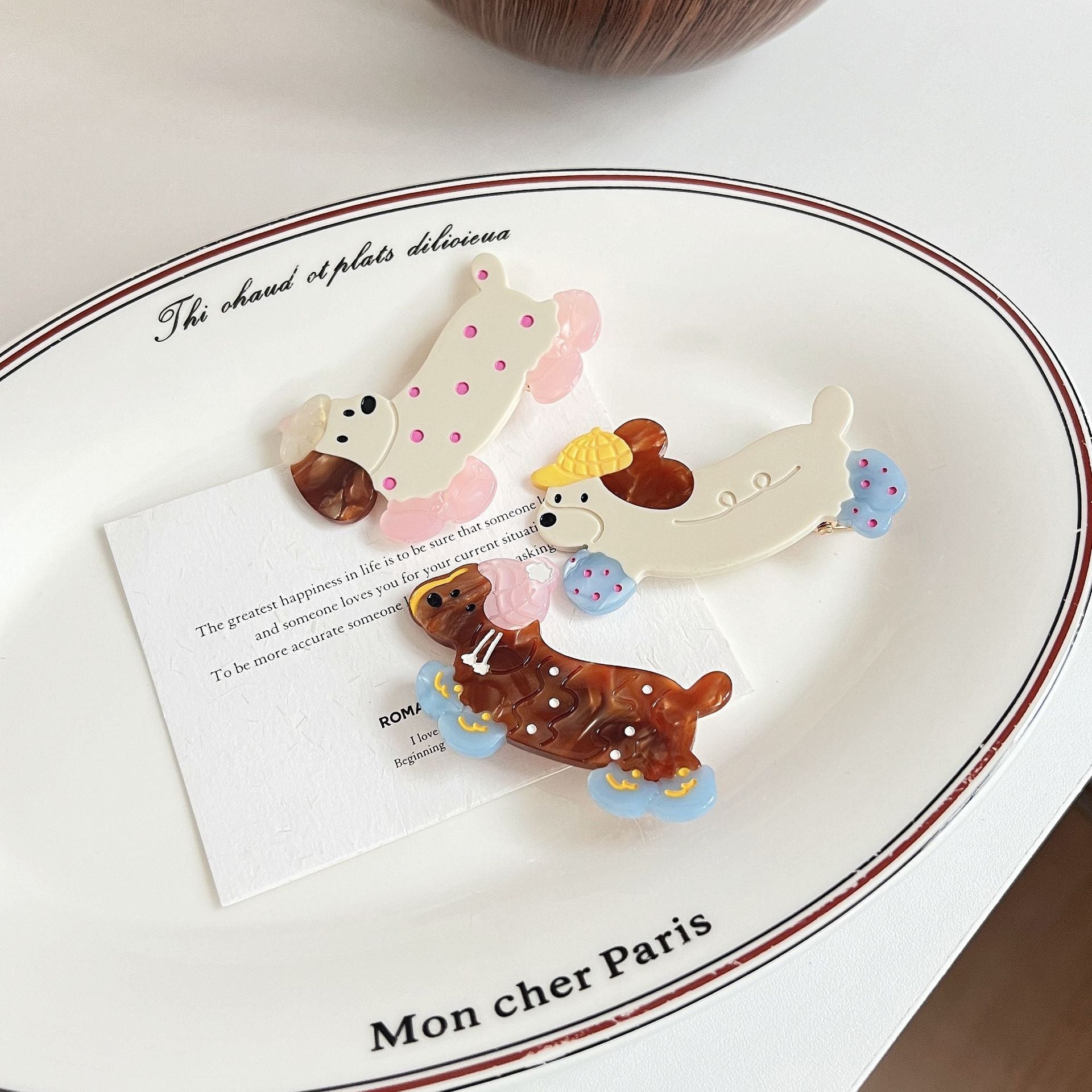 Clip cheveux mignon Polka-dot Dachshund pour les filles