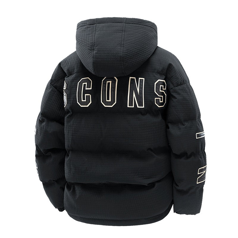 Manteau de coton rembourré pour hommes imprimé à capuche Hiver Loisirs Warm Top