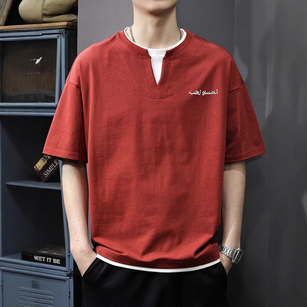 Hommes Faux Deux-pièces Manches Courtes Manches V-Neck