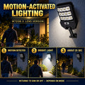 Solar Powered Motion Sensor Outdoor Light W7208 3 Noir pour Garden Yard Street Wall LED