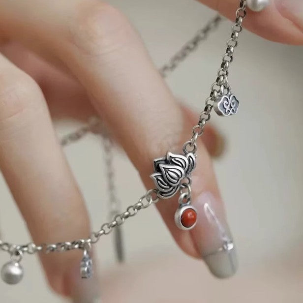 Traditionnelle Chinoise Retro Lotus-step Auspicious Cloud Anklet