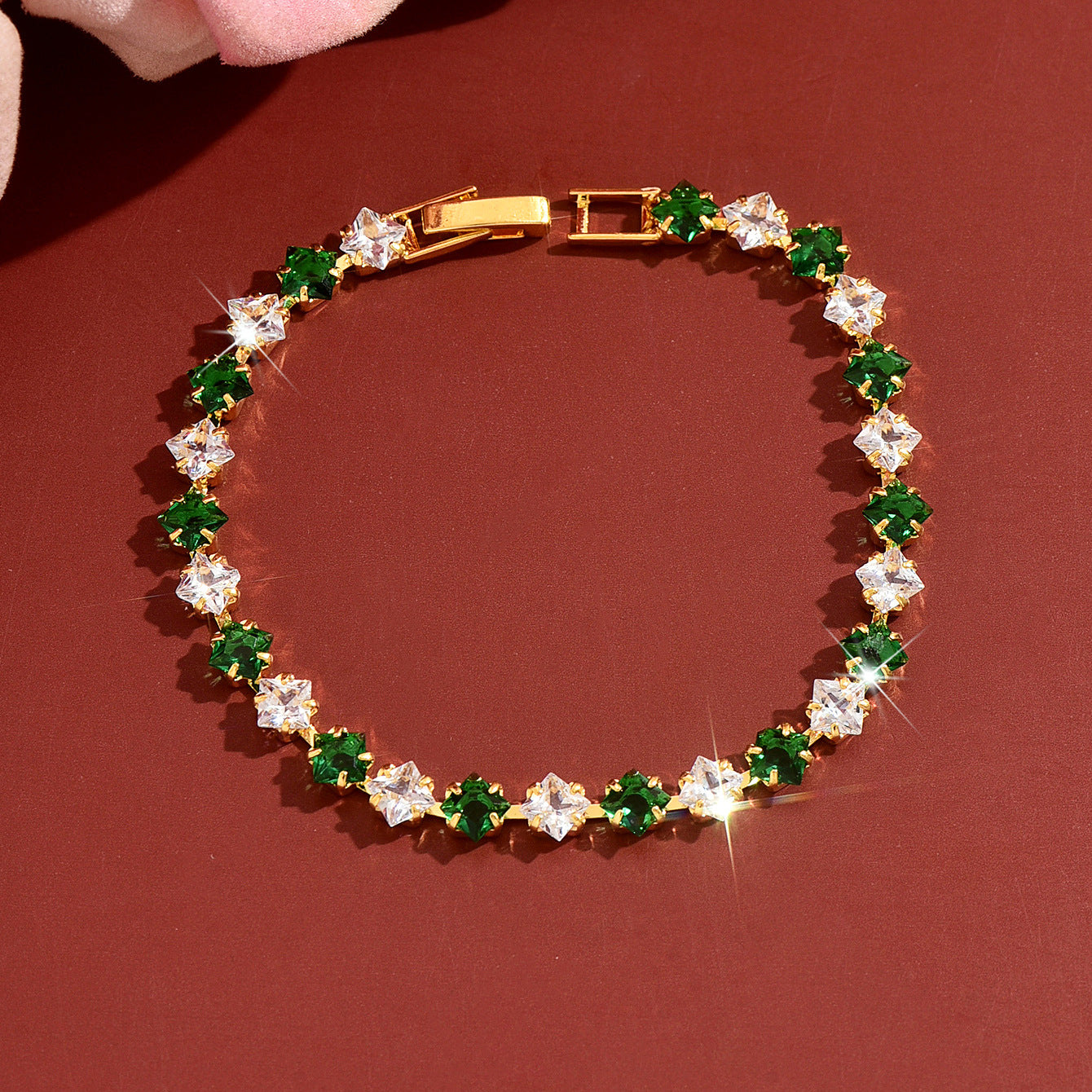 Femmes Multi Couleur Quatre Feuille Clover Bracelet de tennis