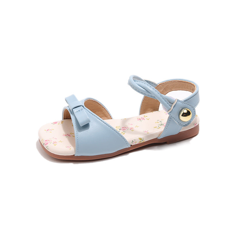 Chaussures de princesse de style coréen d'été avec un arc et une sangle sur le pied