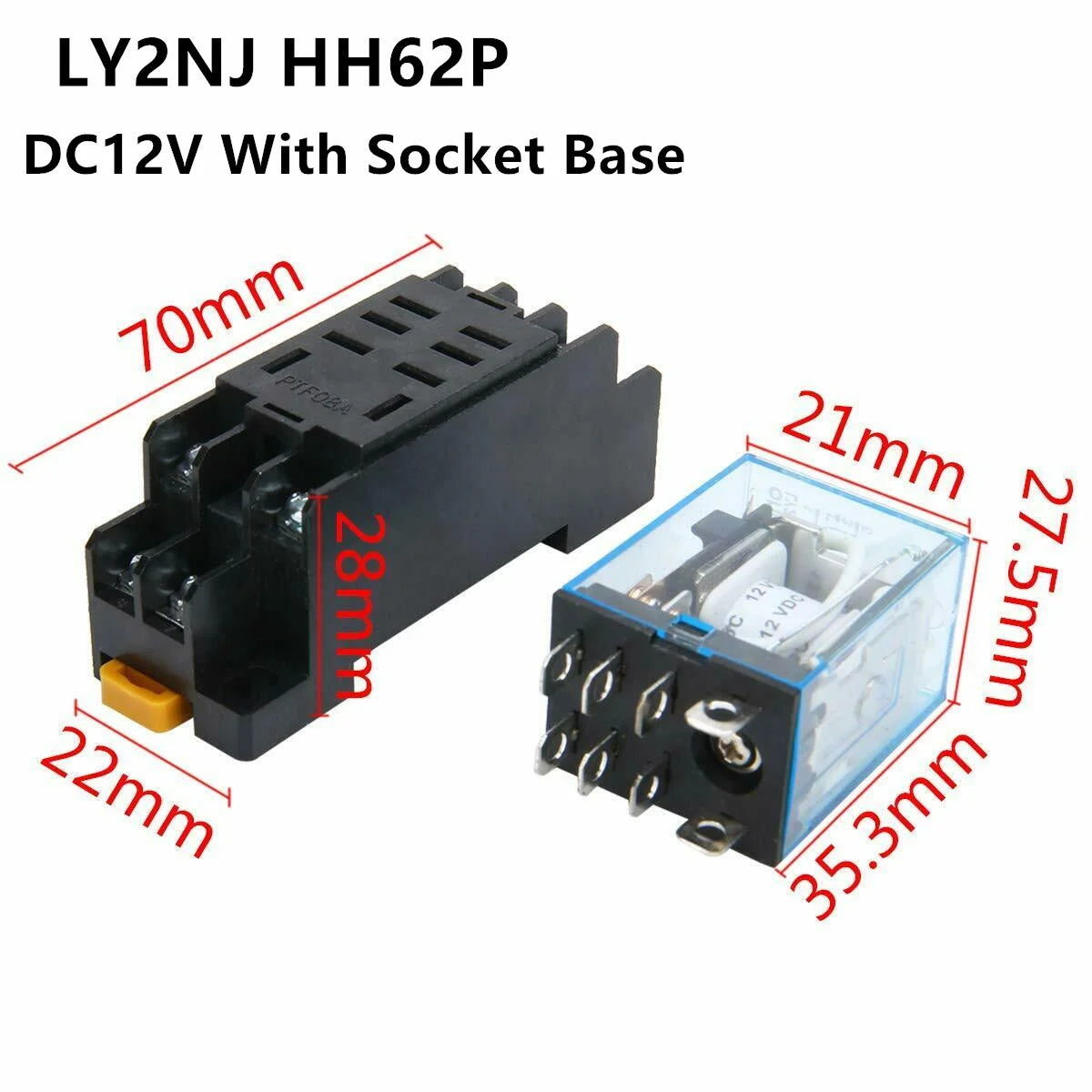 LY2NJ JQX-13F Petit relais intermédiaire AC220V DC24V 12v LY2N-J 8 pieds Fibre de verre