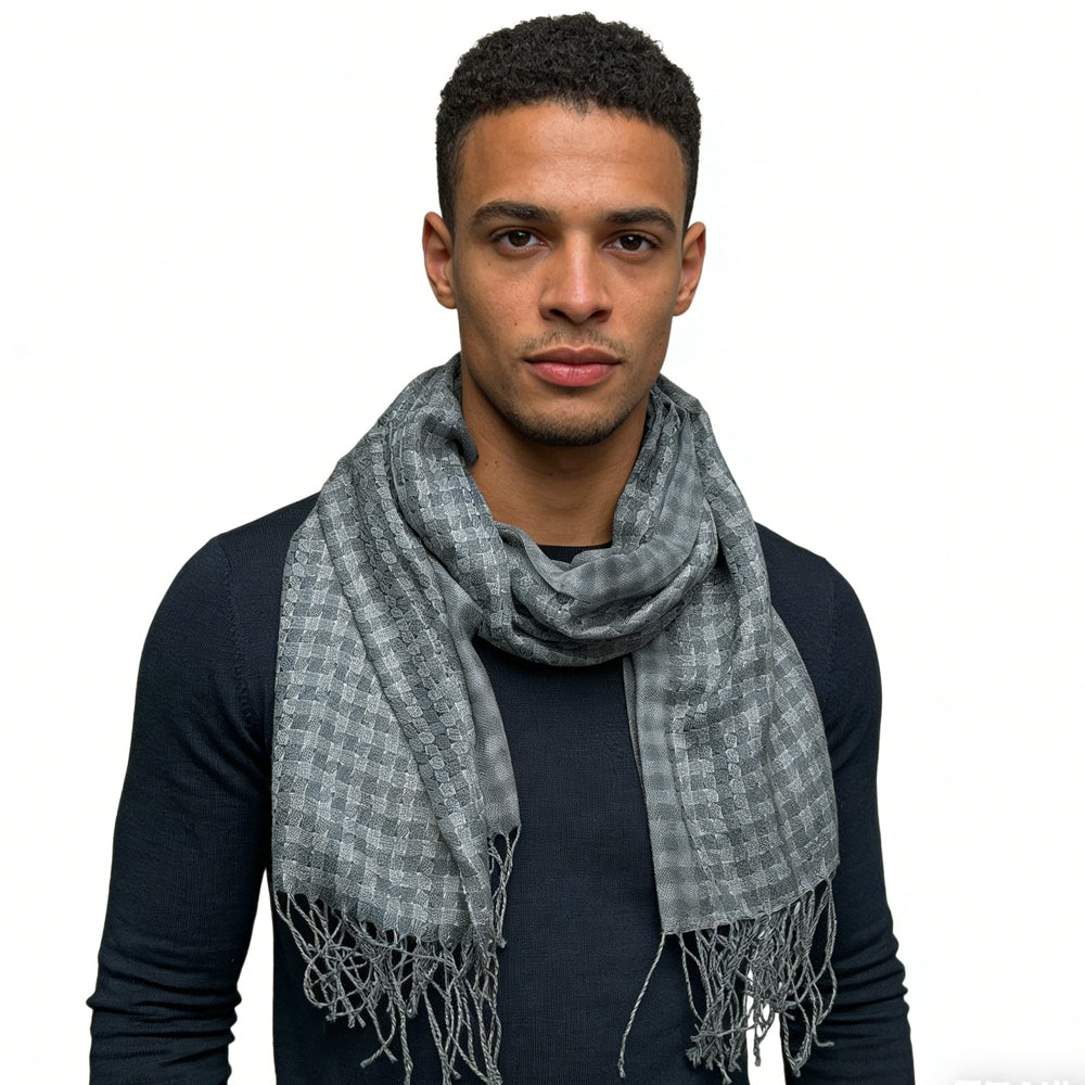 2pcs Fringe profonde ajoute Mouvement écharpe acrylique grise avec Fringe