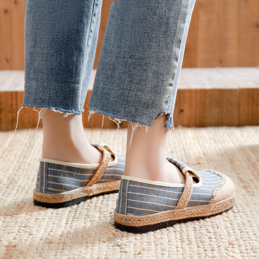 Chaussures de Lin Les femmes artistiques rayées couleurs
