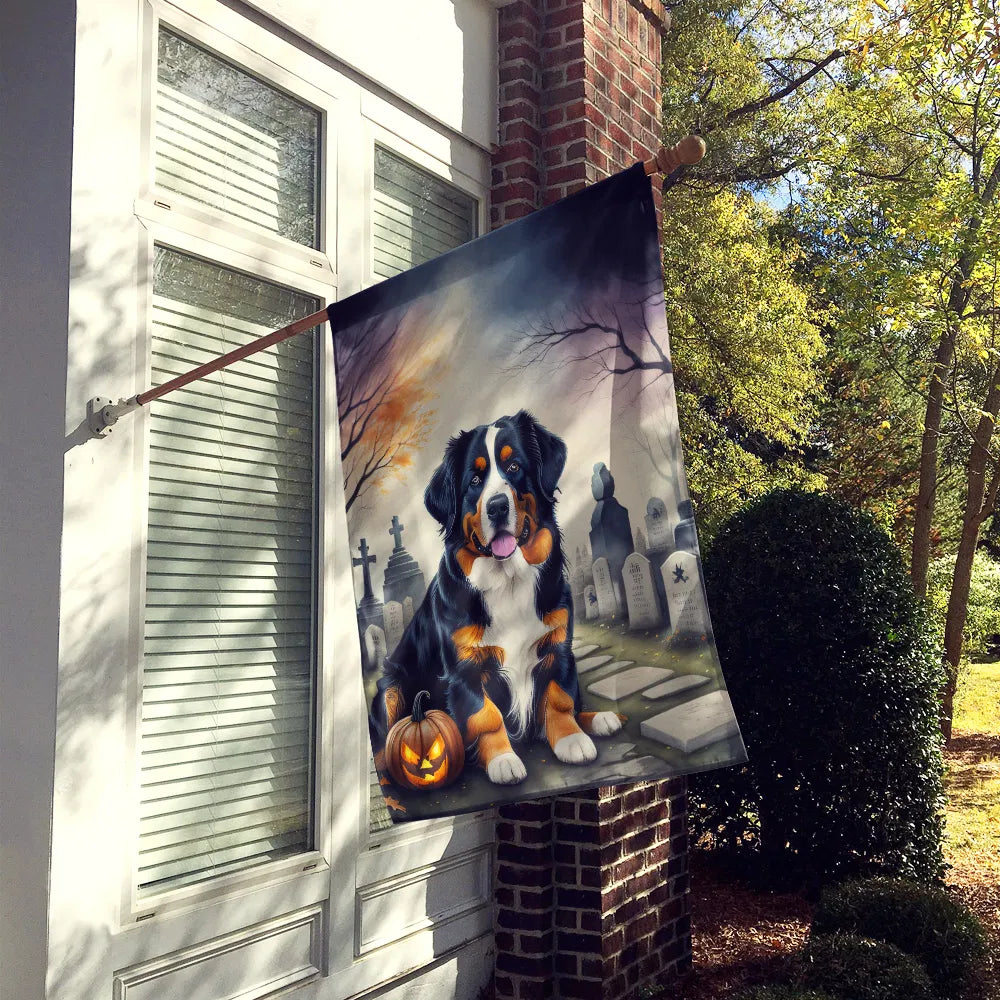 Bernese Mountain Dog Spooky Maison de l'Halloween Drapeau Grand Porc Manches Pole décoratif Outsid