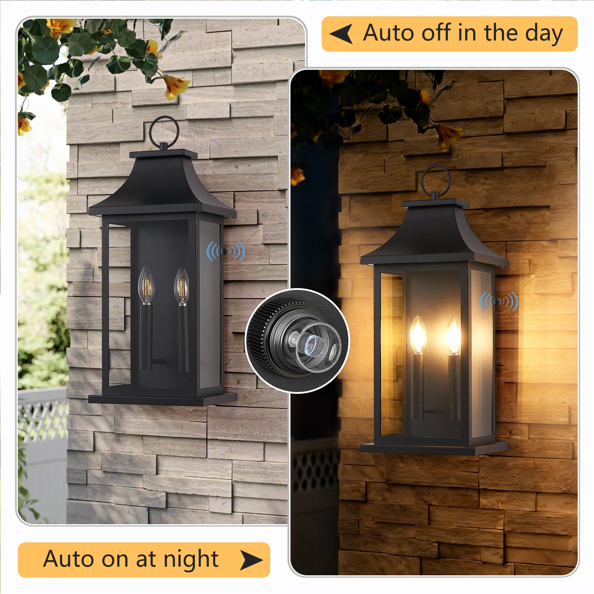 Dusk to Dawn Outdoor Wall Lantern 2 lumière