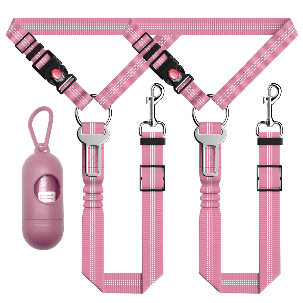 3Pcs Retractable Dog Siège de voiture ceinture réglable réflectif chien Harnais de sécurité pour voiture tête