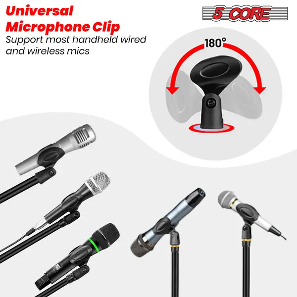 5 Core Tripod Mic Stand Plancher réglable 18 à 72 pouces Support de bras robuste Microphone