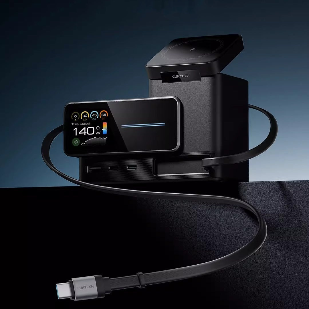 Chargeur de bureau multifonctionnel 6-en-1 140W pour PC et smartphones