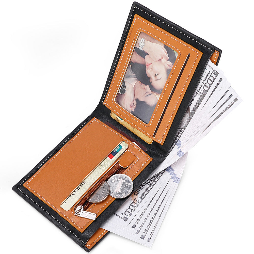 Porte-cartes en fibre de carbone pour homme Fermeture éclair en une seule pièce