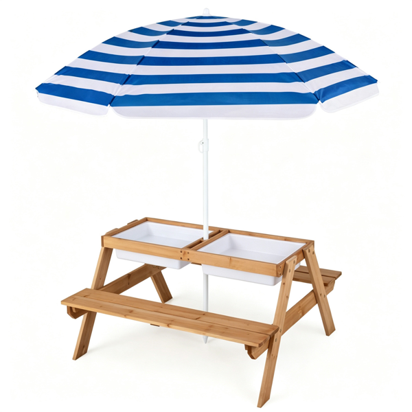 3-en-1 Table de pique-nique pour enfants avec parapluie réglable
