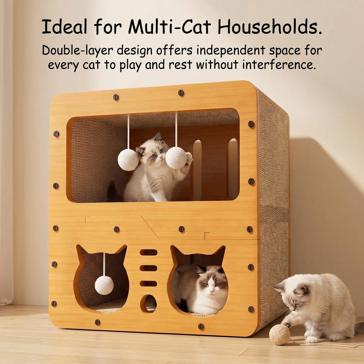 2 Styles Double couche Cat Scratcher House Multifonctionnel papier ondulé Cat Nest Villa