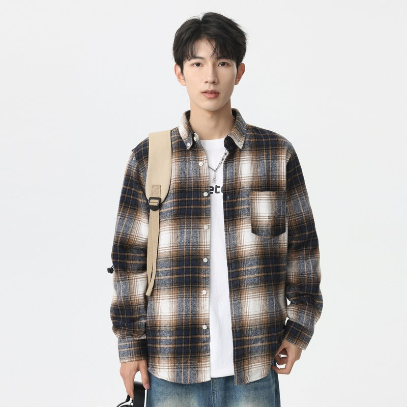 Chemise à volant brossé pour homme
