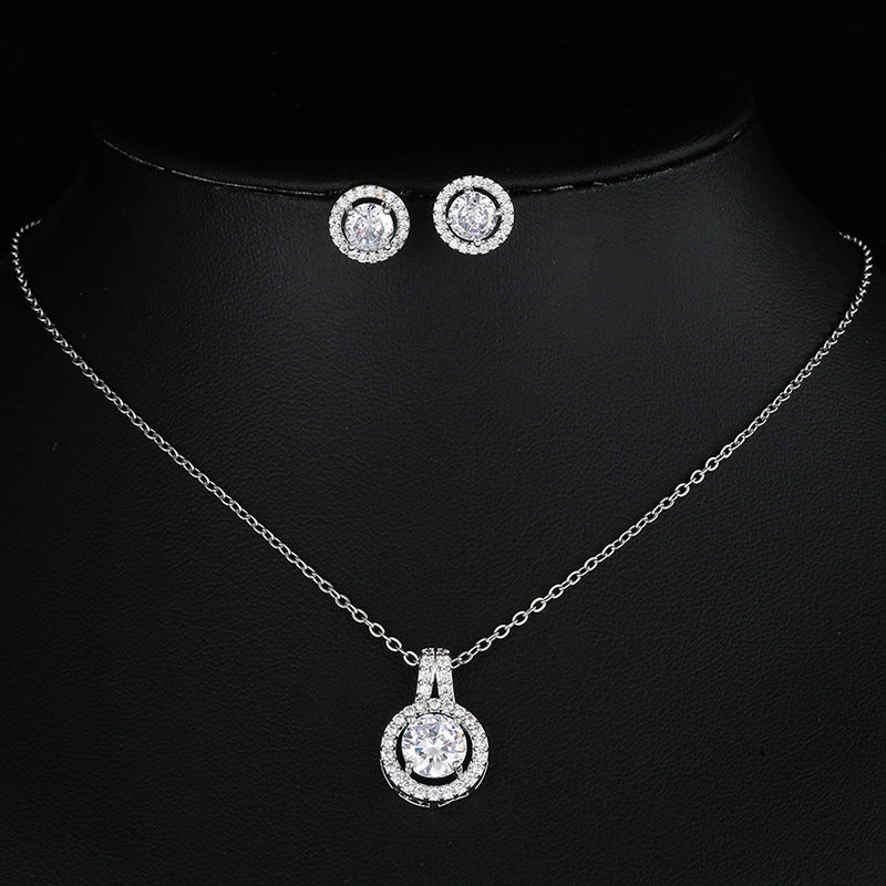 Ensemble de collier de disque Zircon deux pièces