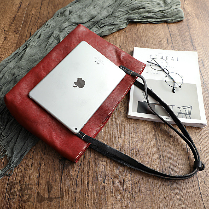 Retro Soft Full-grain en cuir Minimalist sac de pied