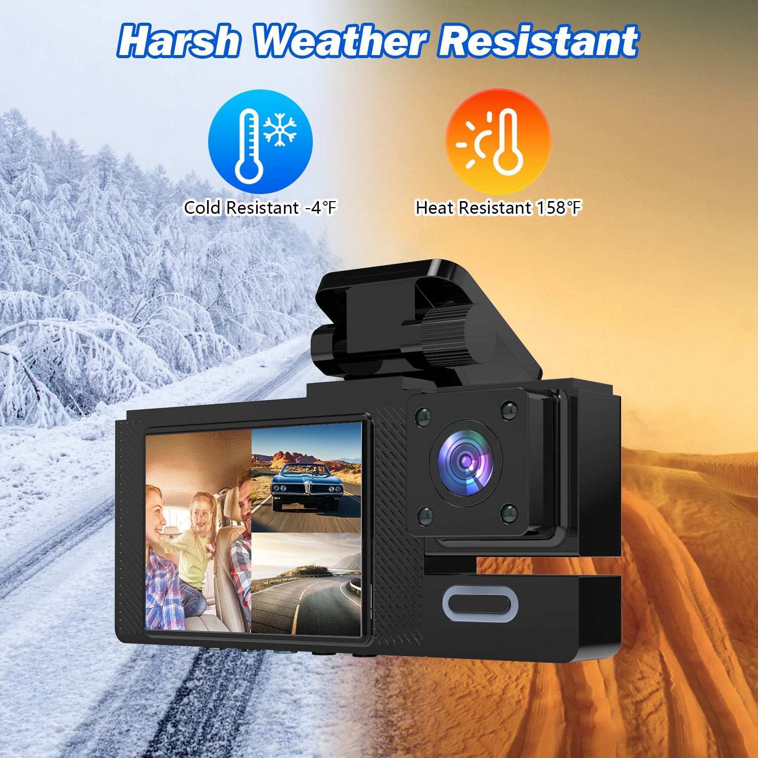 1Pc WiFi FHD 1080P voiture Dash Cam 3 canaux arrière avant caméra de Dash intérieur avec boucle Recordi