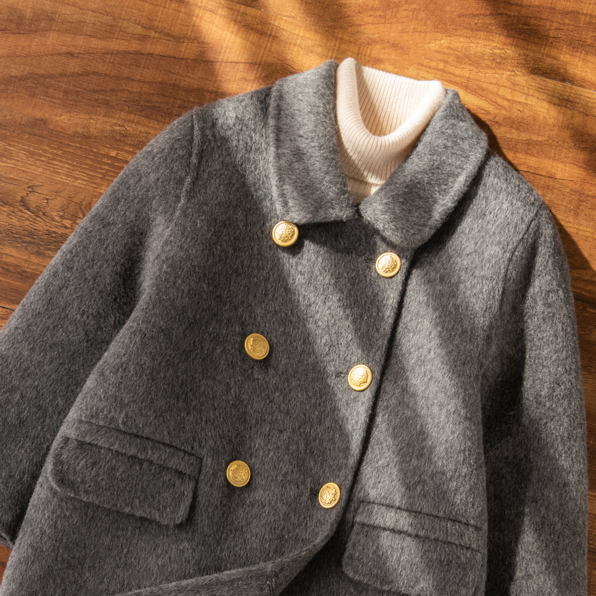 Manteau en laine à double face pour filles