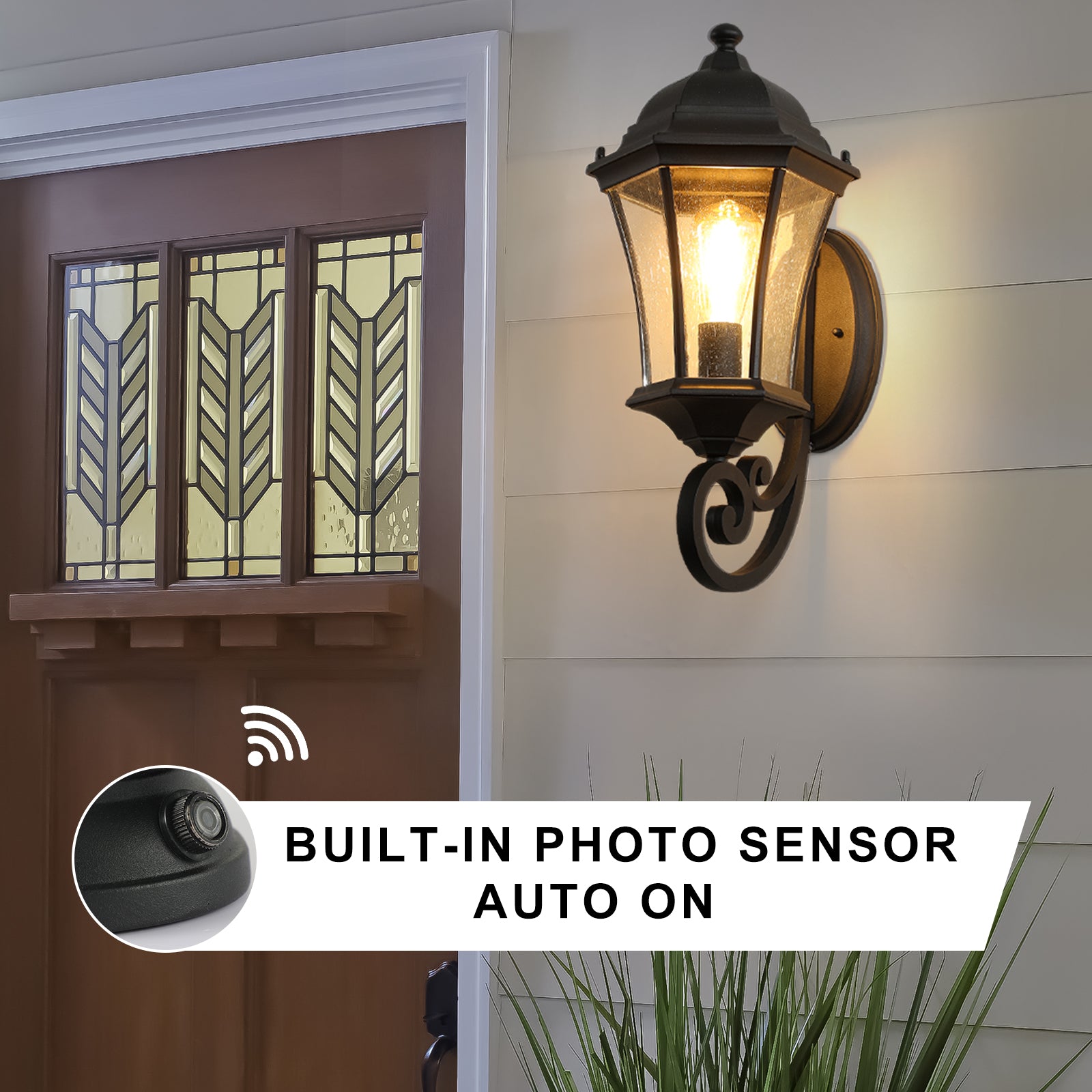 1-Pack Vintage mur-monté lumière de lanterne extérieure – Élégant métal noir sconce pour porch
