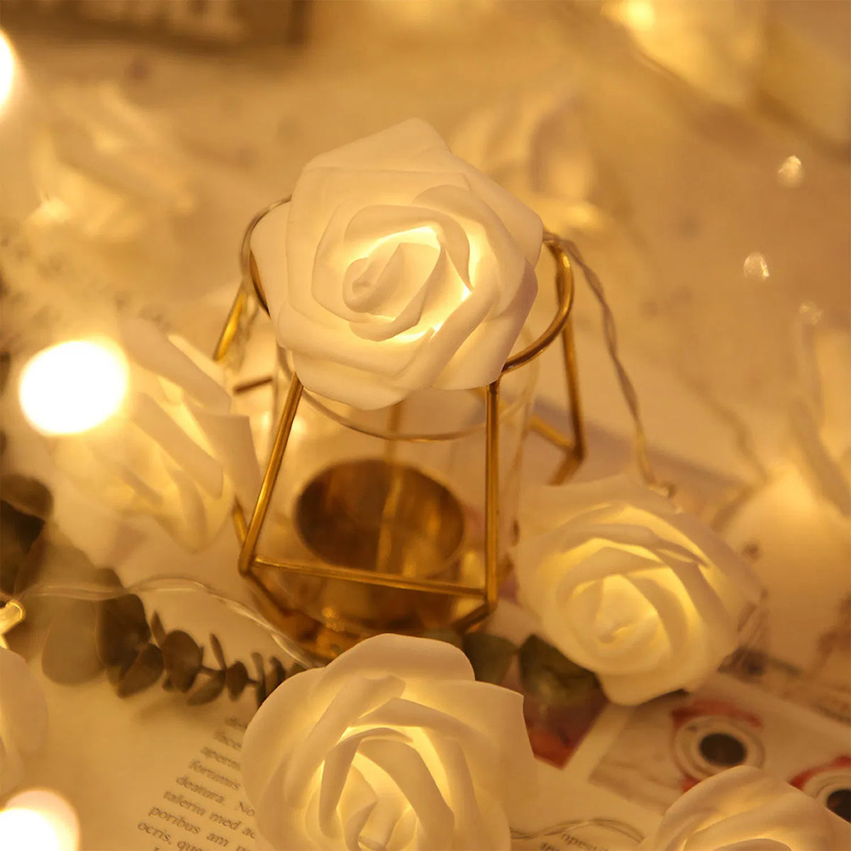 2Pcs 40 LEDs Rose Flower String Lumières 10ft/3m Batterie des lumières décoratives pour Anni