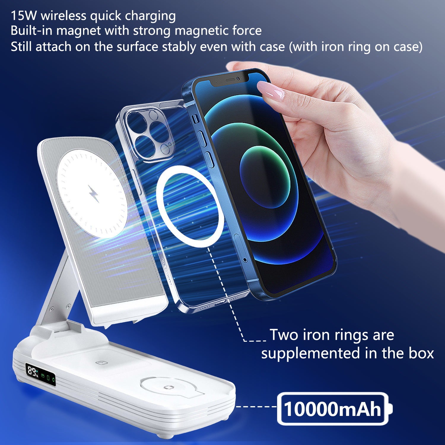 Trois-en-un Magsafe sans fil charge rapide pliant téléphone mobile magnétique Bracket vertical