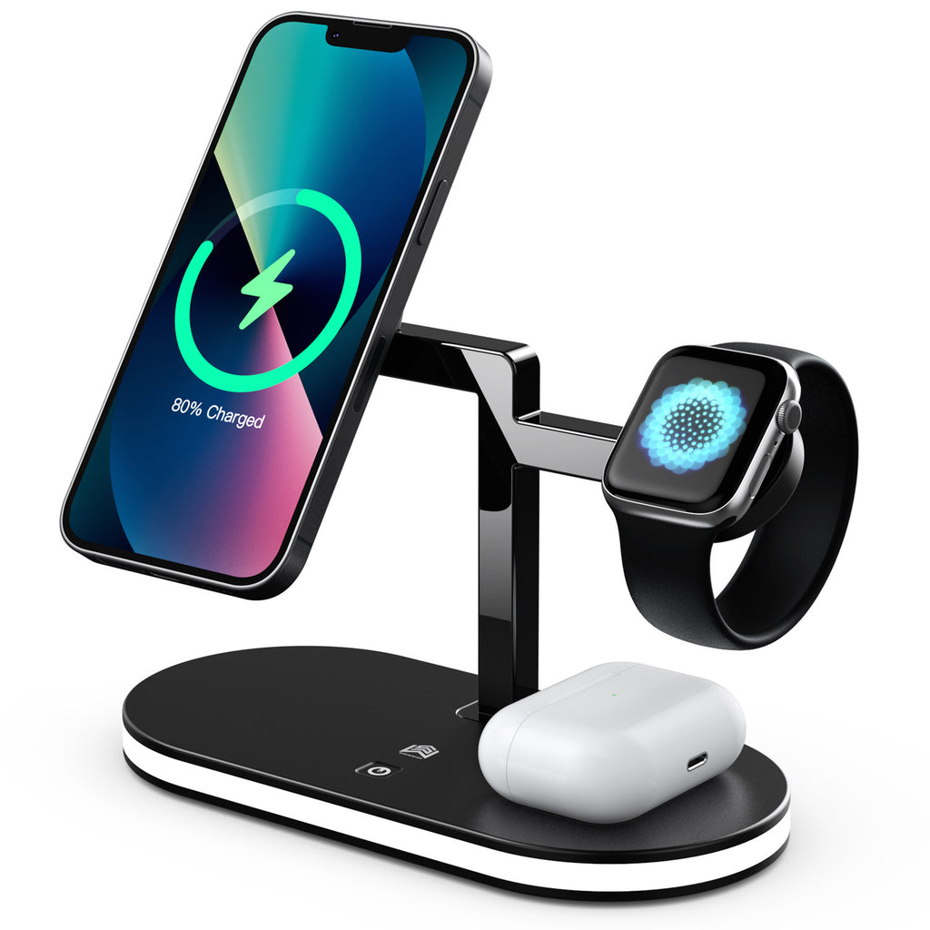 Trois-en-un Chargeur magnétique sans fil Fonction petite lampe de nuit