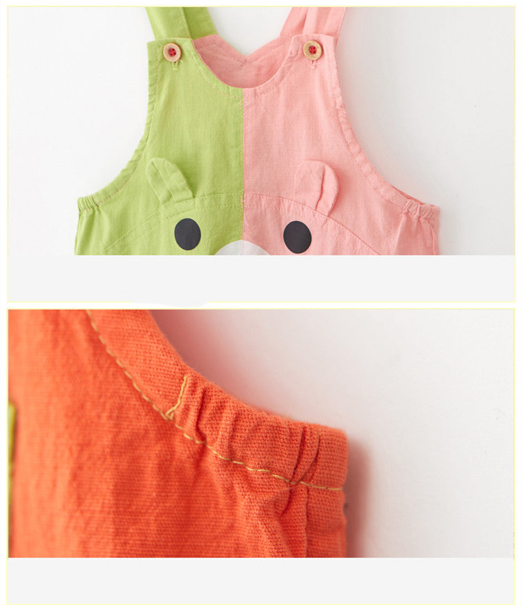 Fashion Couleur Matching bébé Mandarin seul dents Pantalons de canard Mince