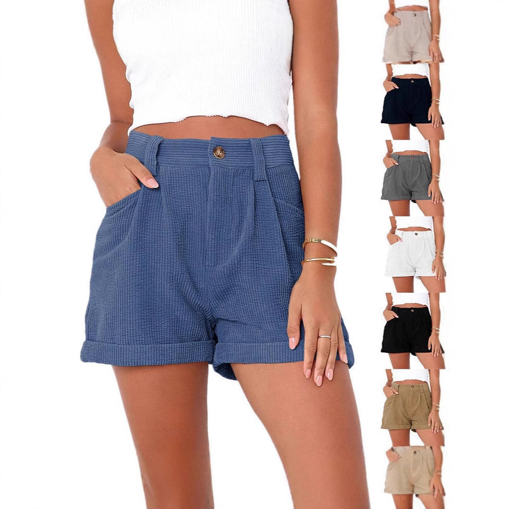 Printemps été européen et américain style féminin pantalons occasionnels haute-couleur solide