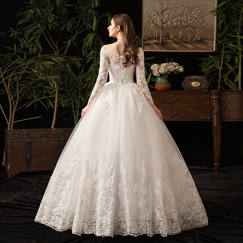 Robe de mariée primaire style français manches longues