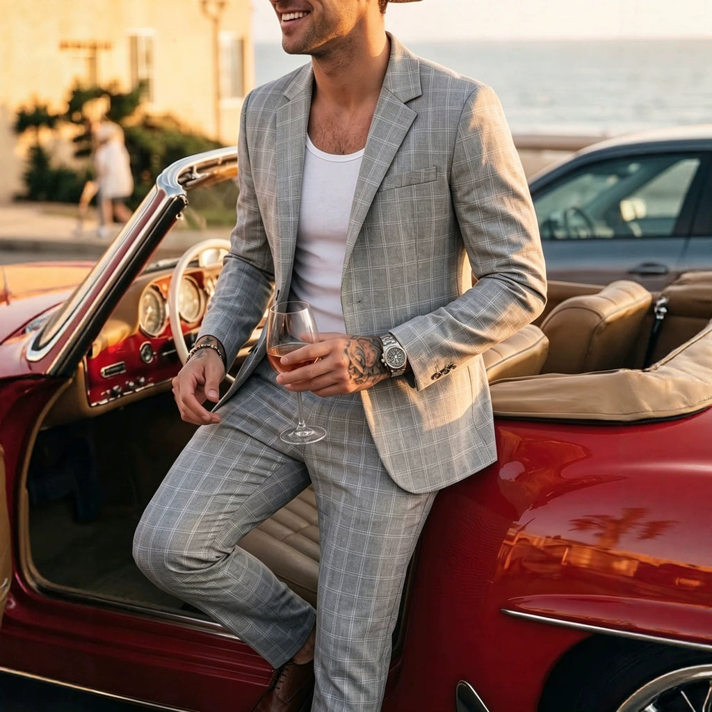 Ensemble de costumes d'affaires légers pour hommes Plaid