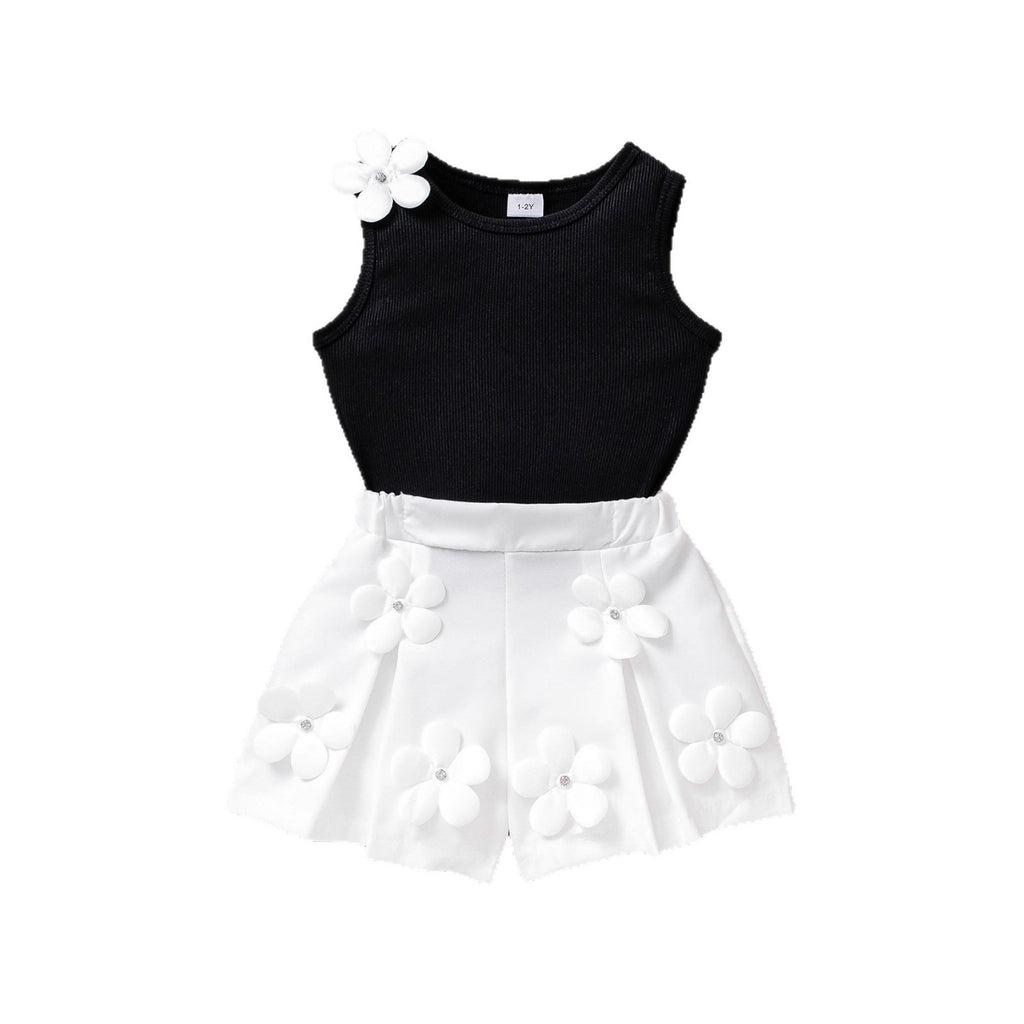 Sleeveless Top 3D Floral Shorts Ensemble de deux pièces
