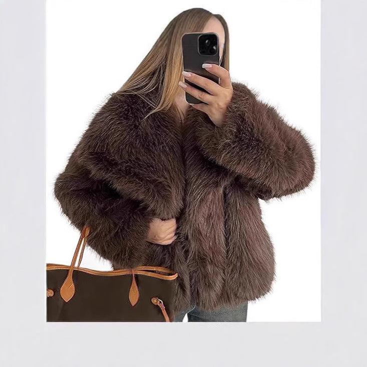 Collier en fourrure de renard Manteau en fausse fourrure de courte longueur