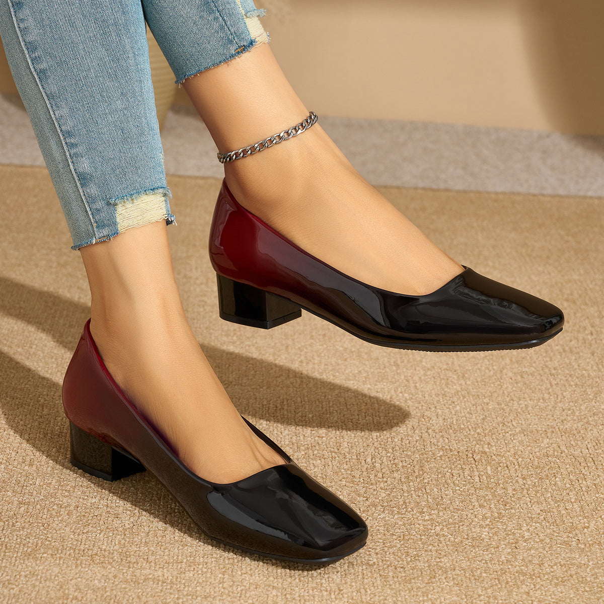 Gradient Couleur Elégantes Chaussures Haut Talon Pour Femmes
