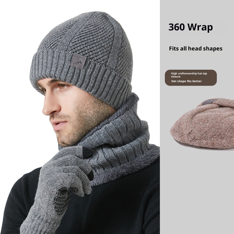 Gants d'écharpe de chapeau homme épais d'hiver Ensemble de trois pièces