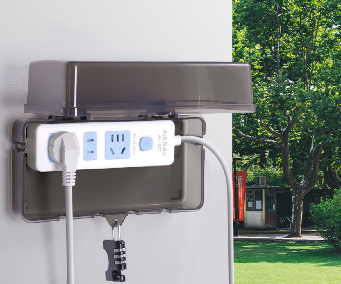 Lockable waterproof power strip box
