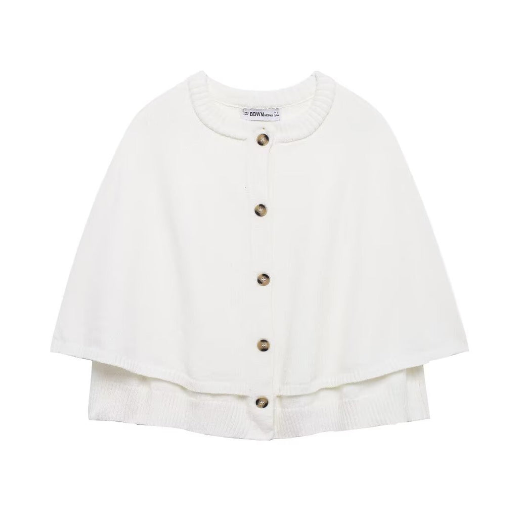 Femme Mode Versatile Cape-style Col rond Châle tricoté Veste courte