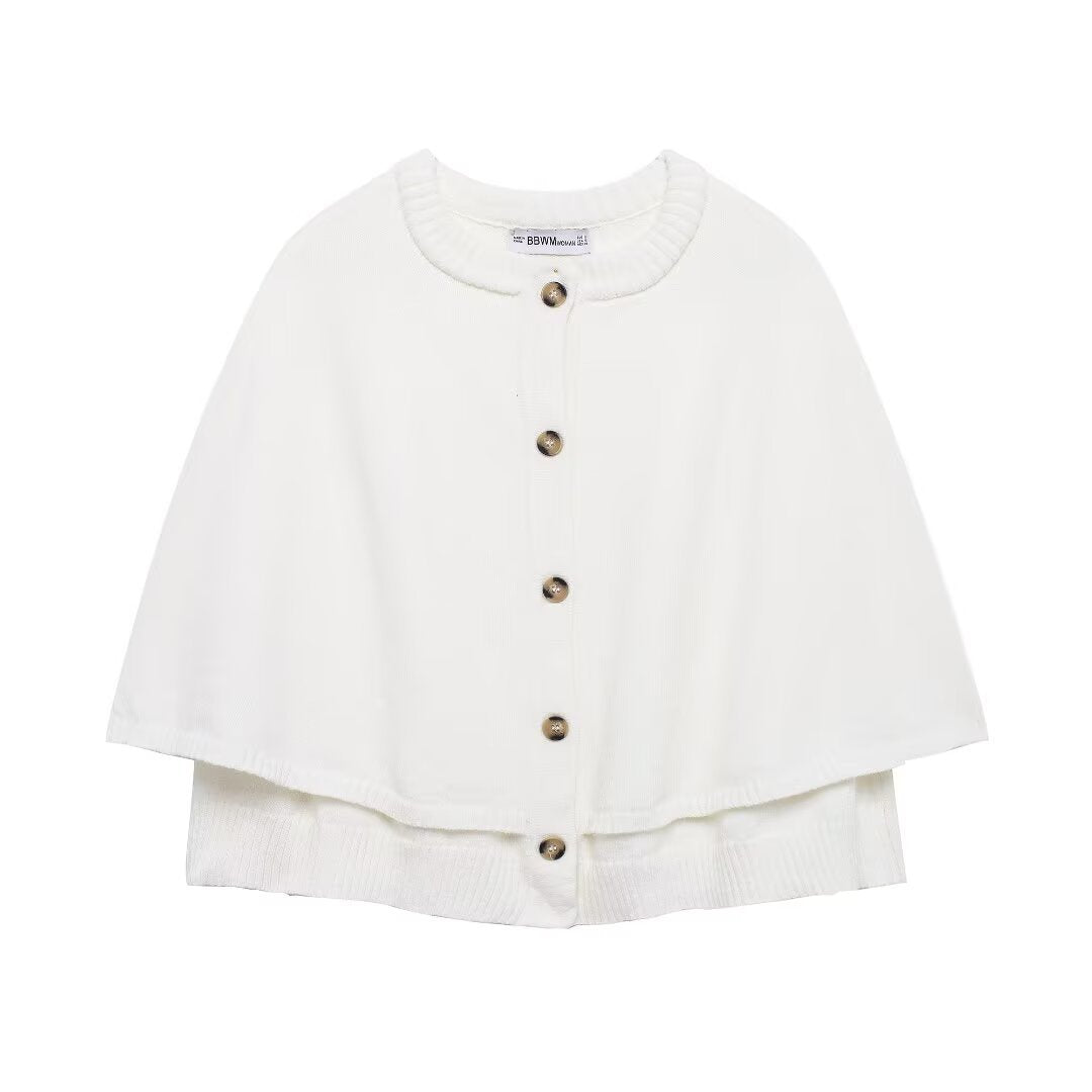 Femme Mode Versatile Cape-style Col rond Châle tricoté Veste courte