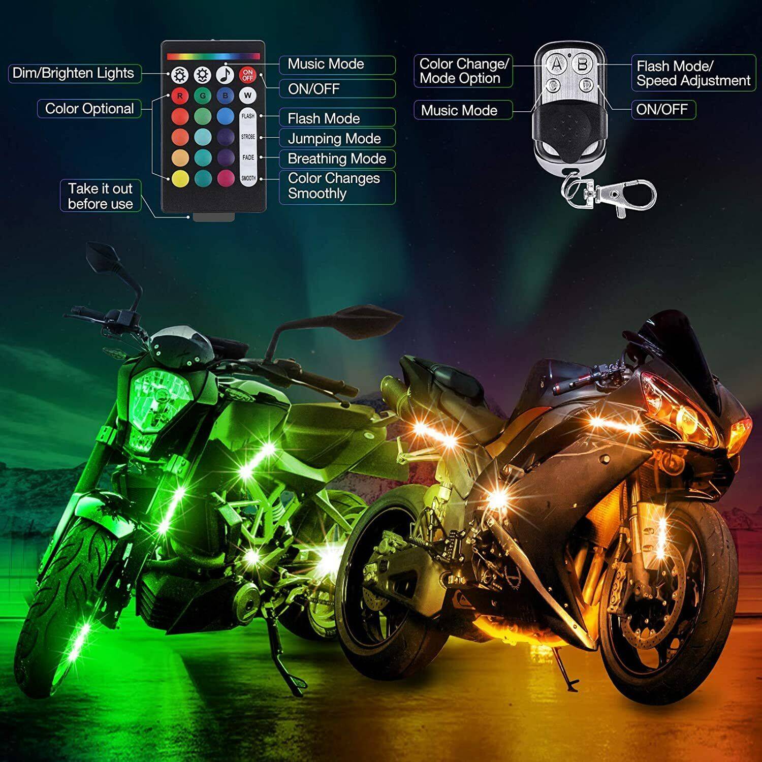 12X RGB Kit de lumière LED de moto sous la bande de corps Glow pour Harley-Davidson