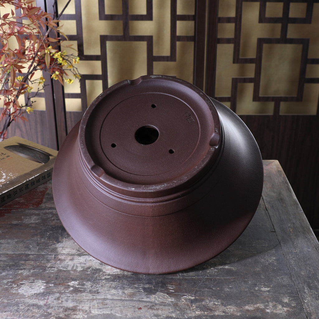 Double boucle de fil large bouche pot de fleurs en argile violet