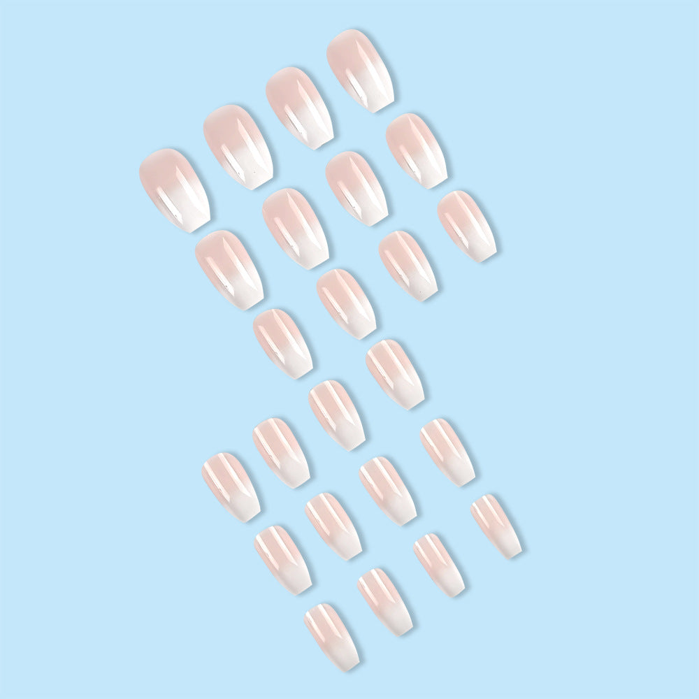 24-pièces Short Coffin style blanc Gradient pression de type Nail Patches de beauté pour simple Ma