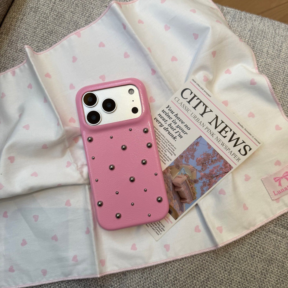 Perles en cuir Design Creative Phone Case Couverture de protection couleur unie