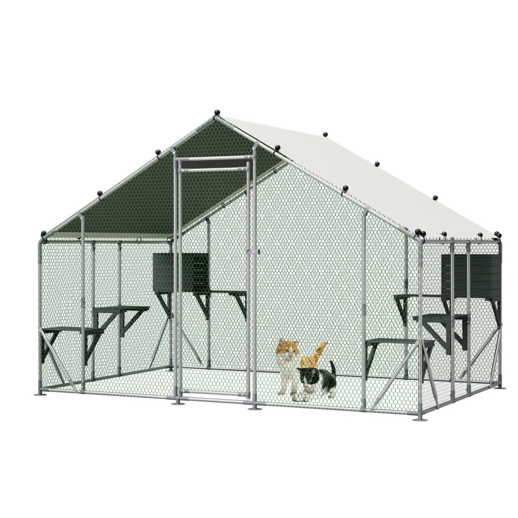 Extra robuste 3x2m en métal extérieur Cage de chat - Plate-forme en bois massif DIY
