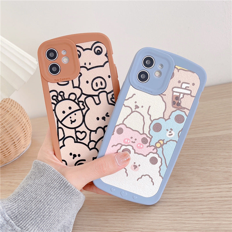 Cartoon Doodle Cas de téléphone animal plein écran