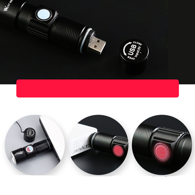 Vélo lumière stretch Zoom VTT lampe de poche LED Riding phare USB rechargeable