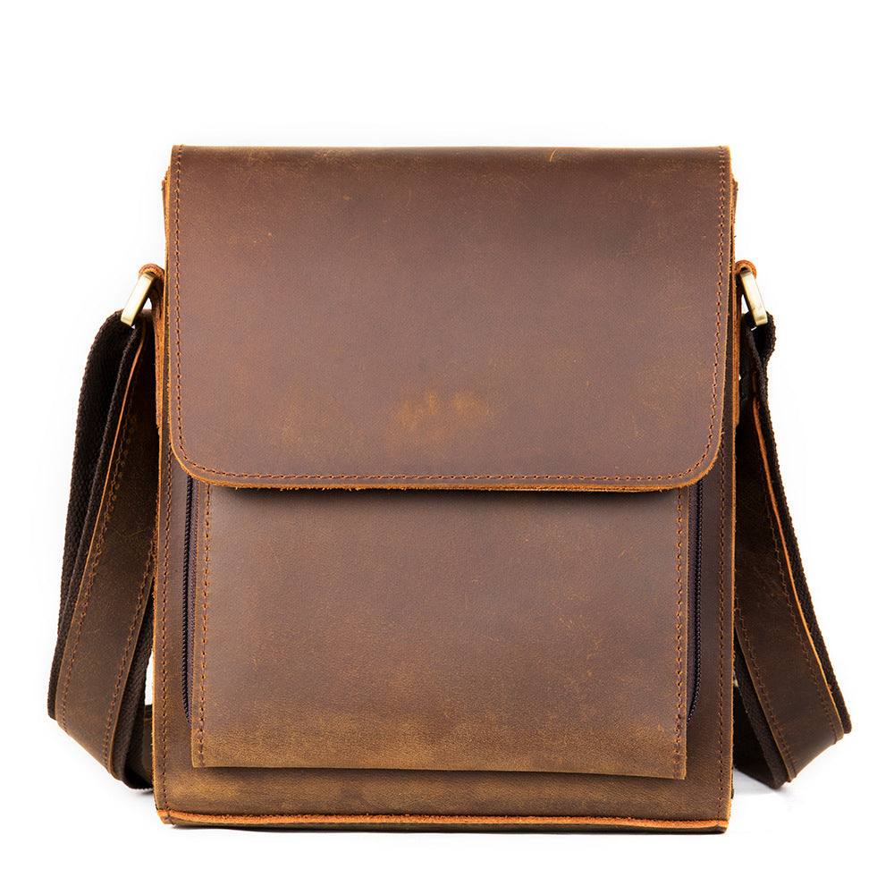 Véritable cuir homme Mode épaule Selle en cuir Crossbody Casual Messenger Bag